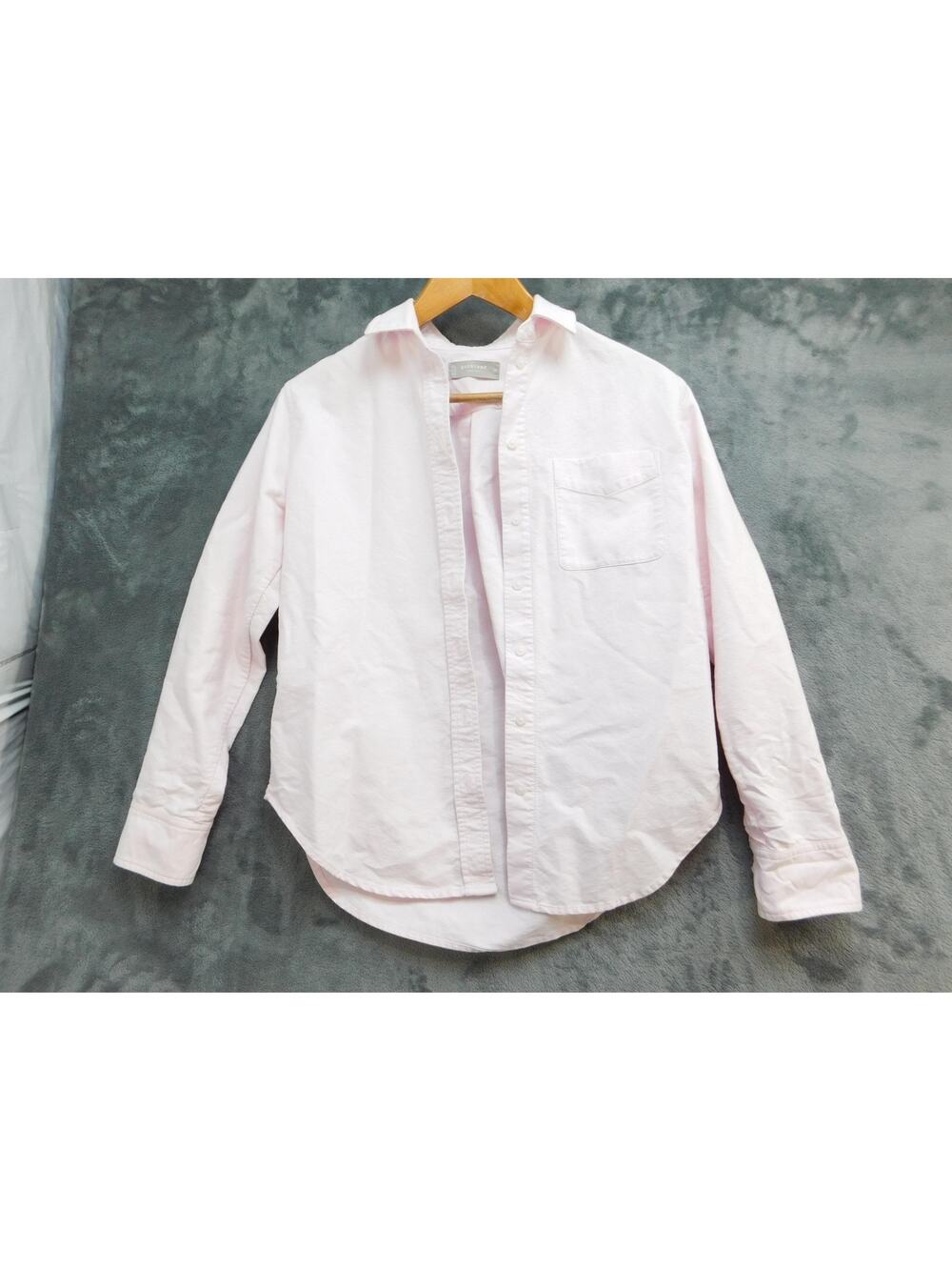 Everlane Button-Up Womens 00 Pink Long Sleeve Collared Pocket Relaxed Cotton